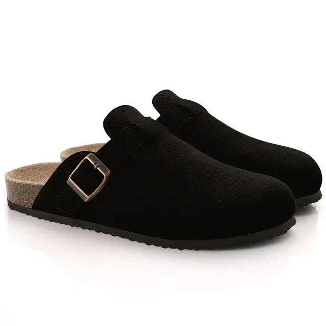 Levoire | Slip On Semelle En Liège Pantoletten Pantoufles Pour Hommes Noir