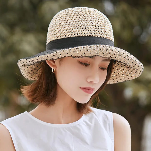 Levoire | Chapeau d'été avec Broderie Ajourée et Style Élégant pour Femmes Beige