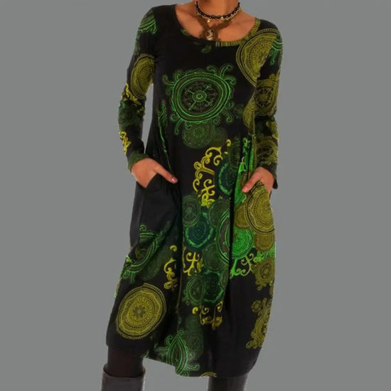 Levoire | Léger Et Confortable Robe Boho Vert
