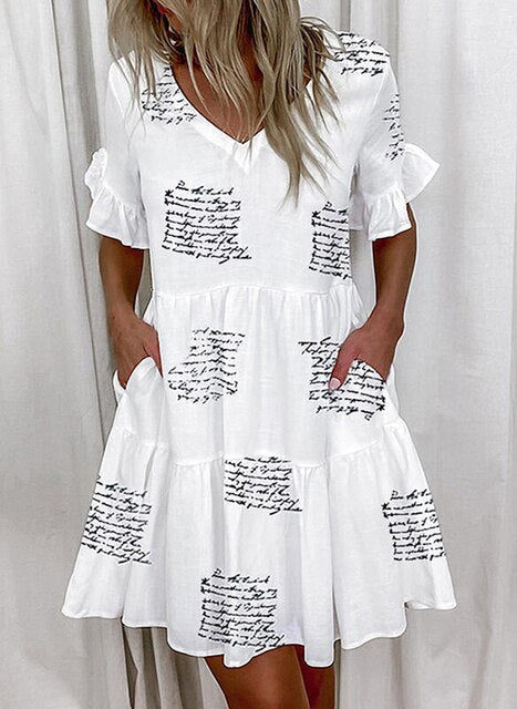 Levoire | Robe Avec Bord Froncé Lettres blanches