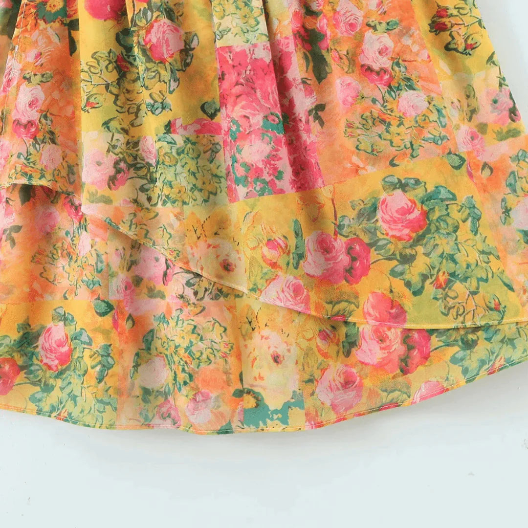 Levoire | Robe À Bretelles Spaghetti Coupe Décontractée Robe Fleurie Mini Robe