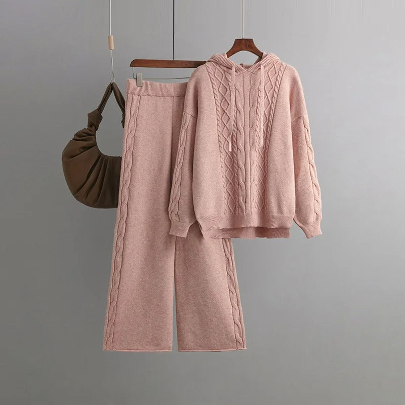 Levoire | Pull En Maille À Manches Longues Avec Pantalon Large Ensemble De Deux Pièces Rosa Une taille