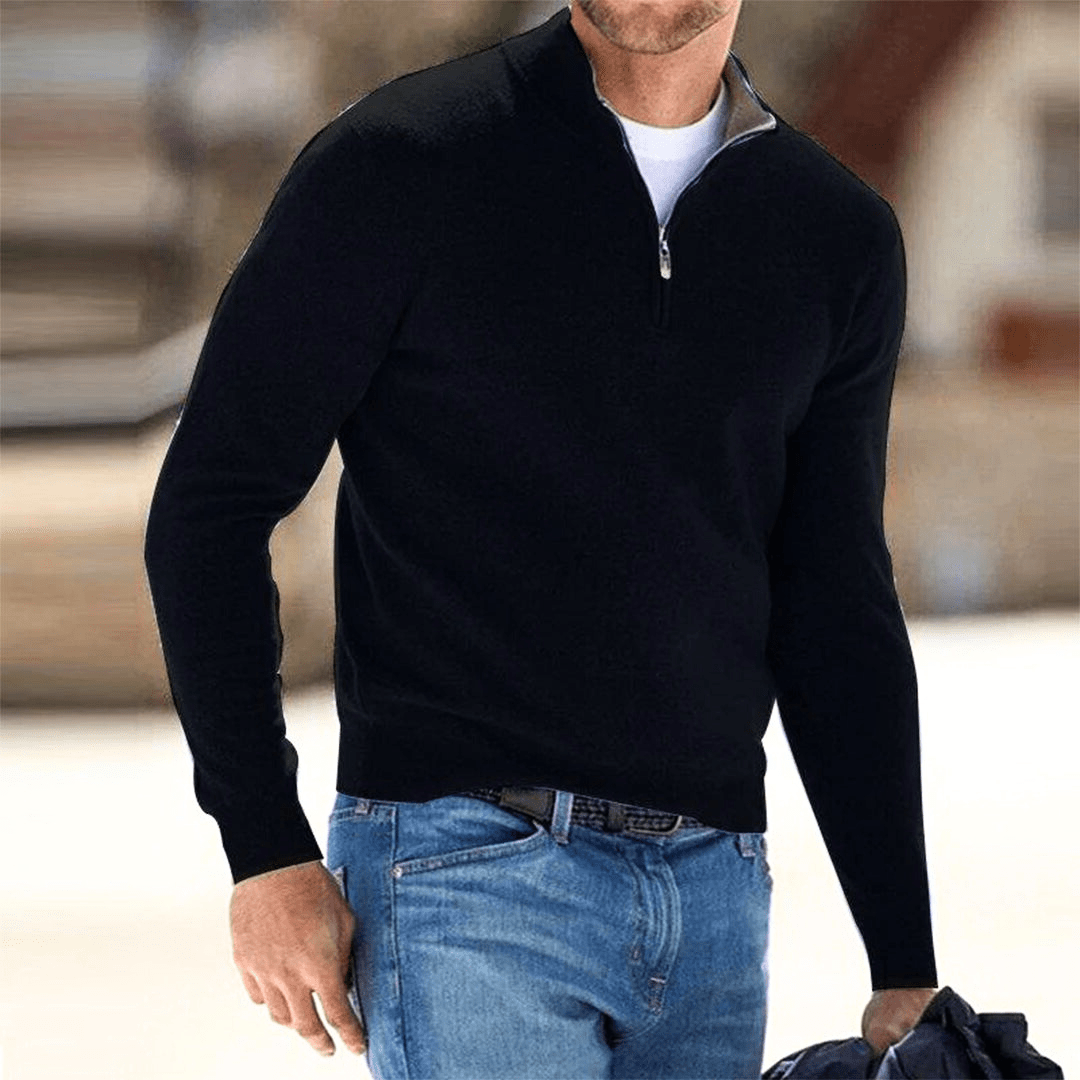 Levoire | Pull Homme Pull Avec Fermeture Éclair Tendance & Confortable Tenue Décontractée Noir