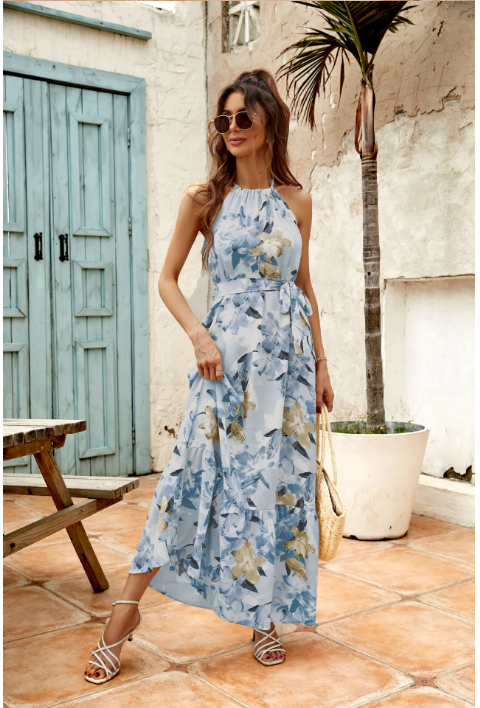 Levoire | Robe d'été moderne à col rond Bleu