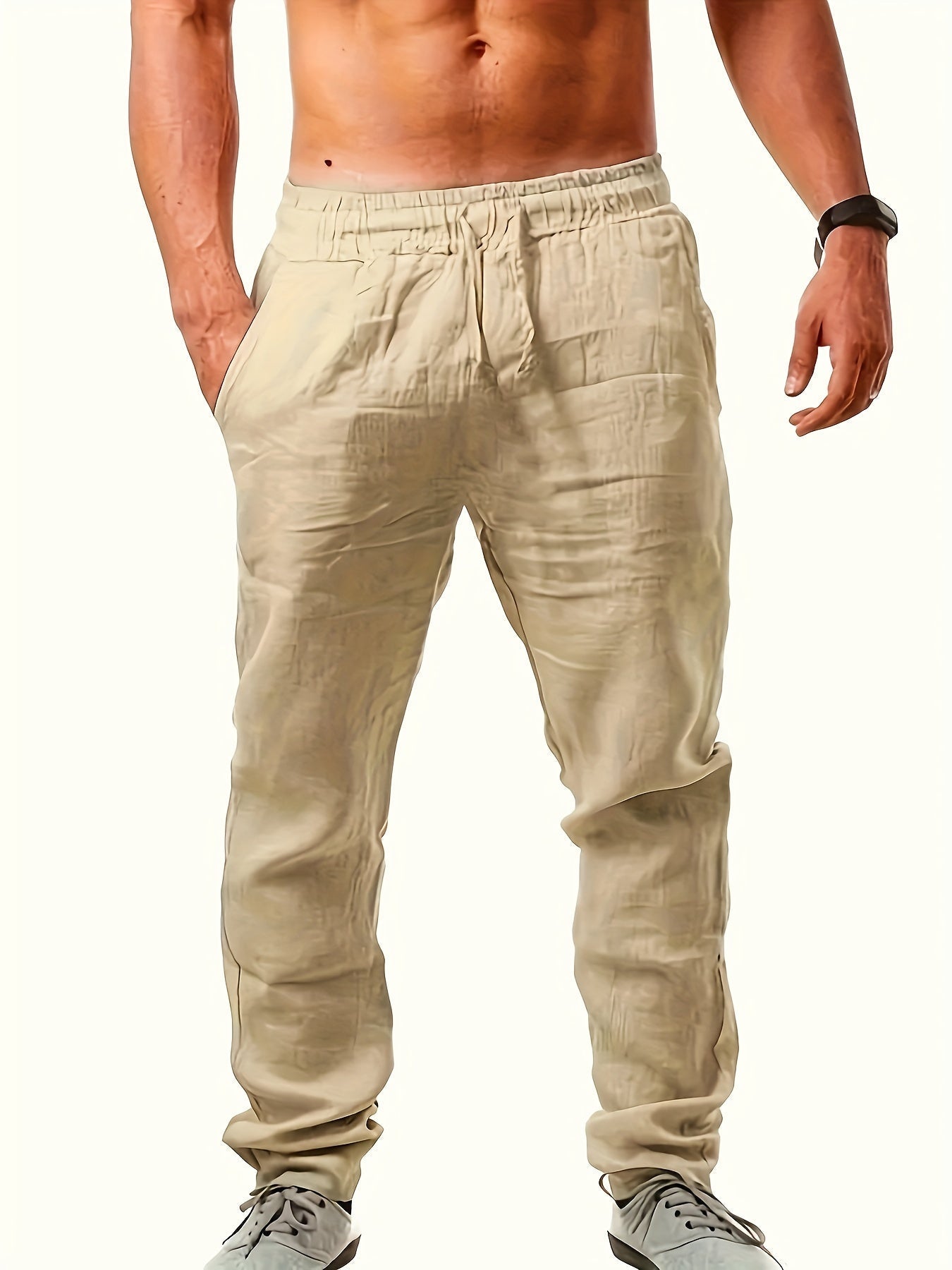 Levoire | Pantalons Décontractés Confortables Pour Hommes En Coton Couleur kaki