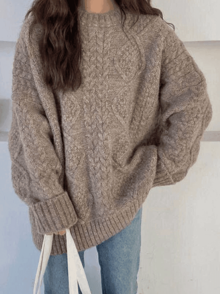 Levoire | Pull En Tricot À Câbles Kaki Taille unique