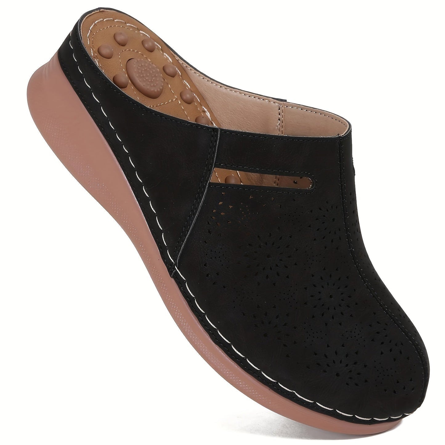 Levoire | Pantoufle Femme Avec Semelles De Massage Noir