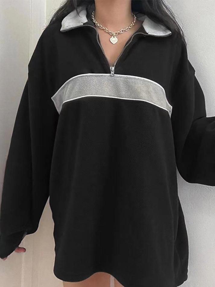 Levoire | Sweat-Shirt Mi-Zip En Polaire Patchwork Noir