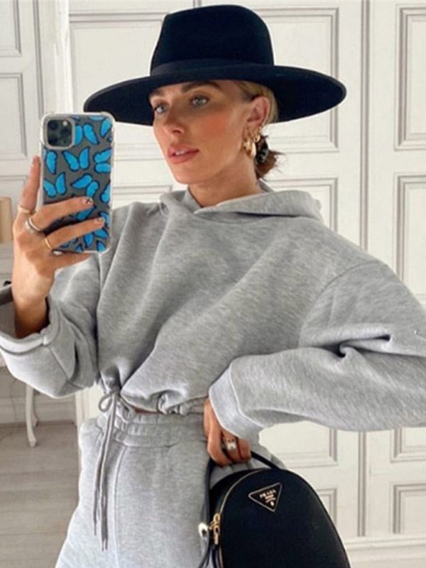 Levoire | Vêtements pour femmes Pulls longs à manches Pantalons Ensemble deux pièces ample Gris