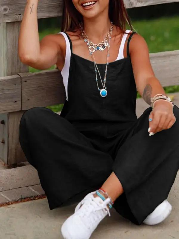 Levoire | Nouveau combinaison féminine unie avec des jambes larges Musta