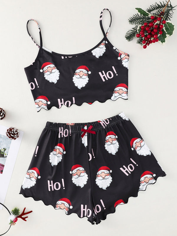 Levoire | Père Noël Santa Claus Élan Imprimé Hihaton Shorts Simple Libre Deux Pièces Vêtements Domicile Muster1
