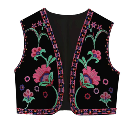 Levoire | Boho Gilet Sans Manches Tendance Fleuri Pour Femmes Noir