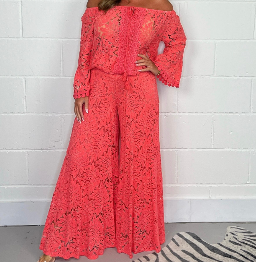 Levoire | Accessoire De Loisirs Deux Pièces Avec Design De Tricot À Col Ouvert Orange