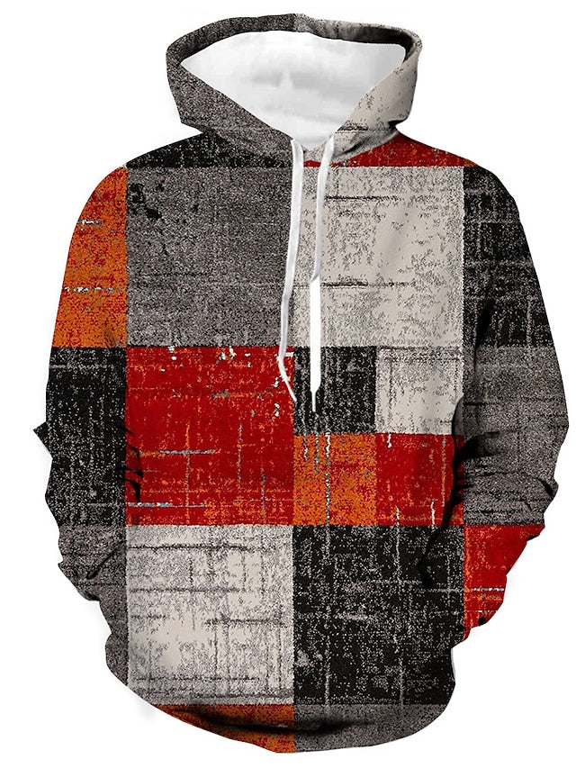 Levoire | Hoodie D'Hiver Avec Motif À Carreaux Rouge