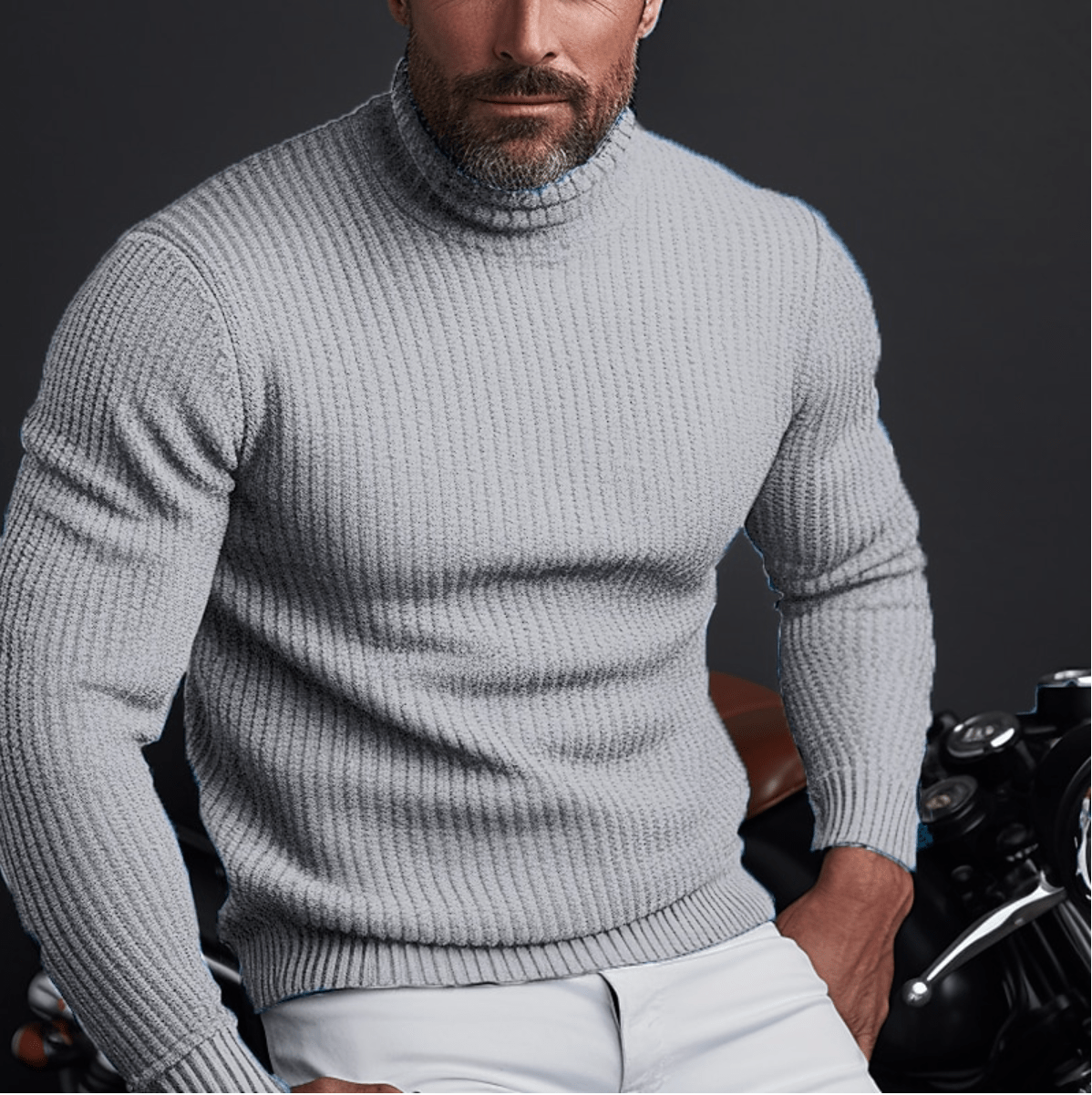 Levoire | Pull Col Roulé Élégant Homme Gris