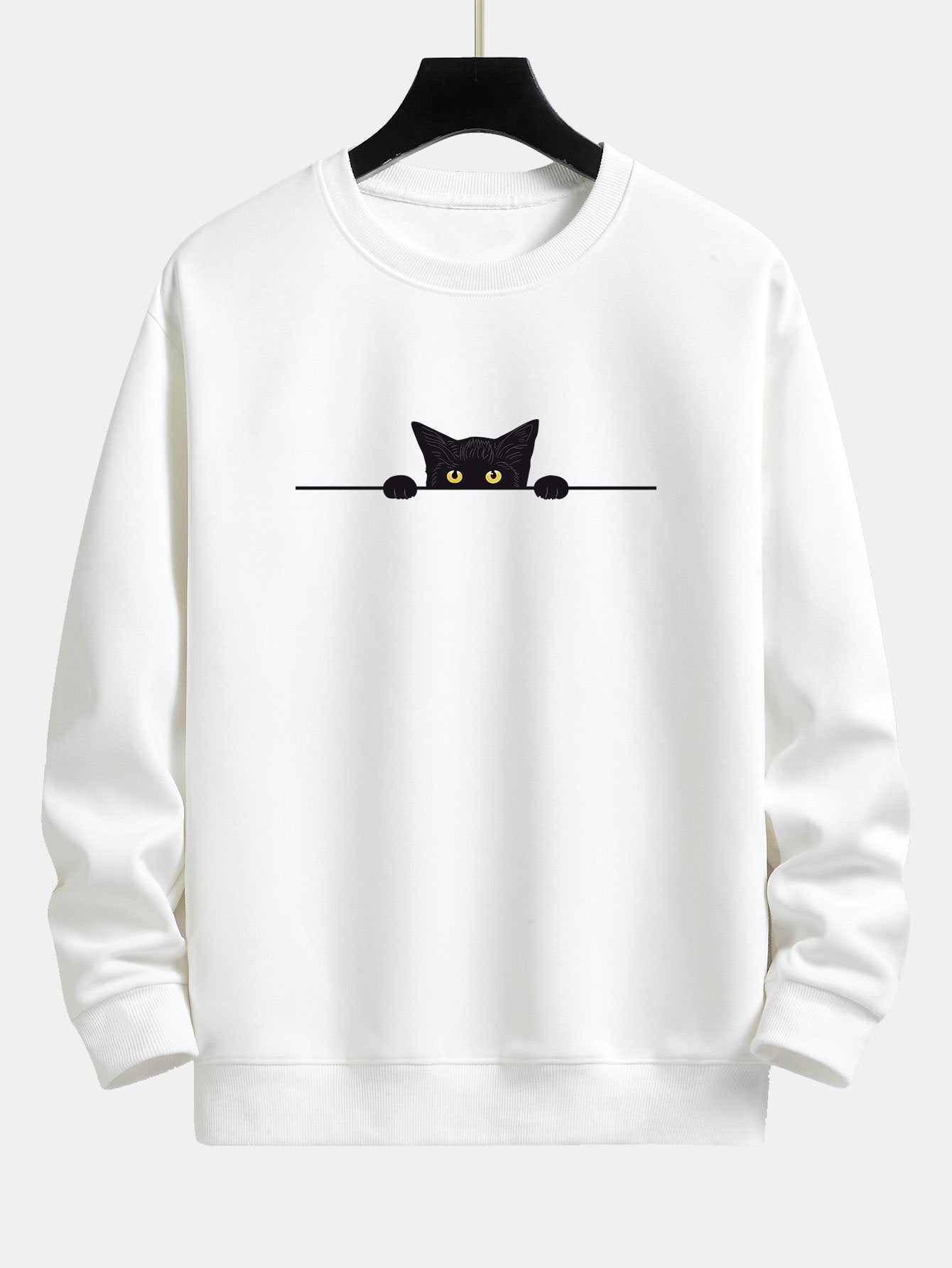 Levoire | Pull Ras Du Cou Avec Motif De Chat Ludique Blanc