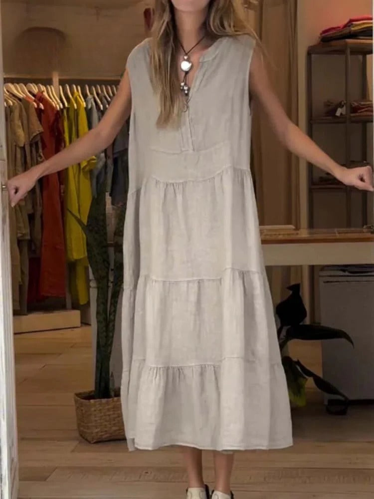 Levoir | Robe en coton et lin Khaki