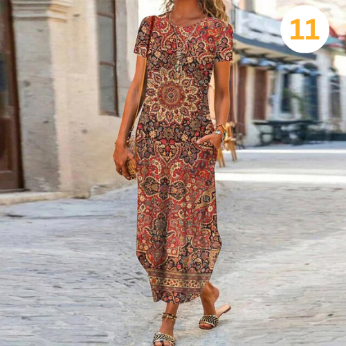 Levoire | Maxi-Robe Longue À Motifs, Confectionnee En Coton Et Lin 11