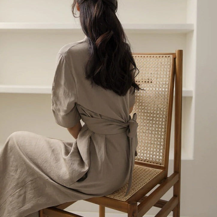 Levoire | Rento Robe Long Plissée Avec Encolure Ronde Et Coupe Lousse Avec Manches Mi-Longues