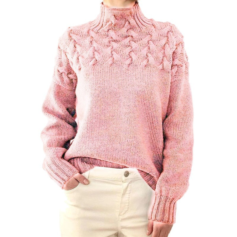 Levoire | Pull En Tricot Avec Col Montant Et Gros Motif En Tricot Rosa