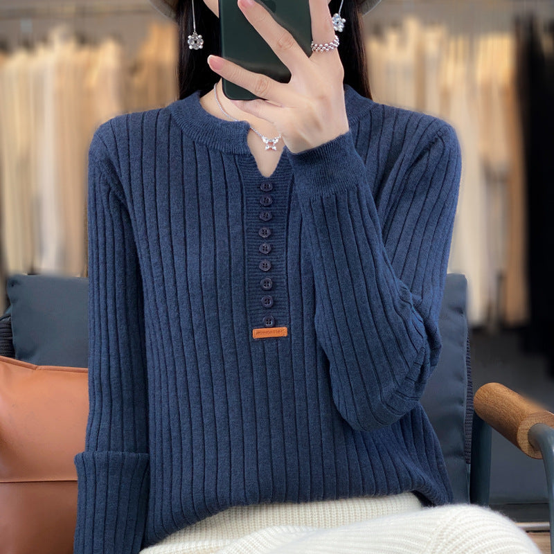 Levoire | Pull En Tricot Avec Décolleté En V Bleu foncé