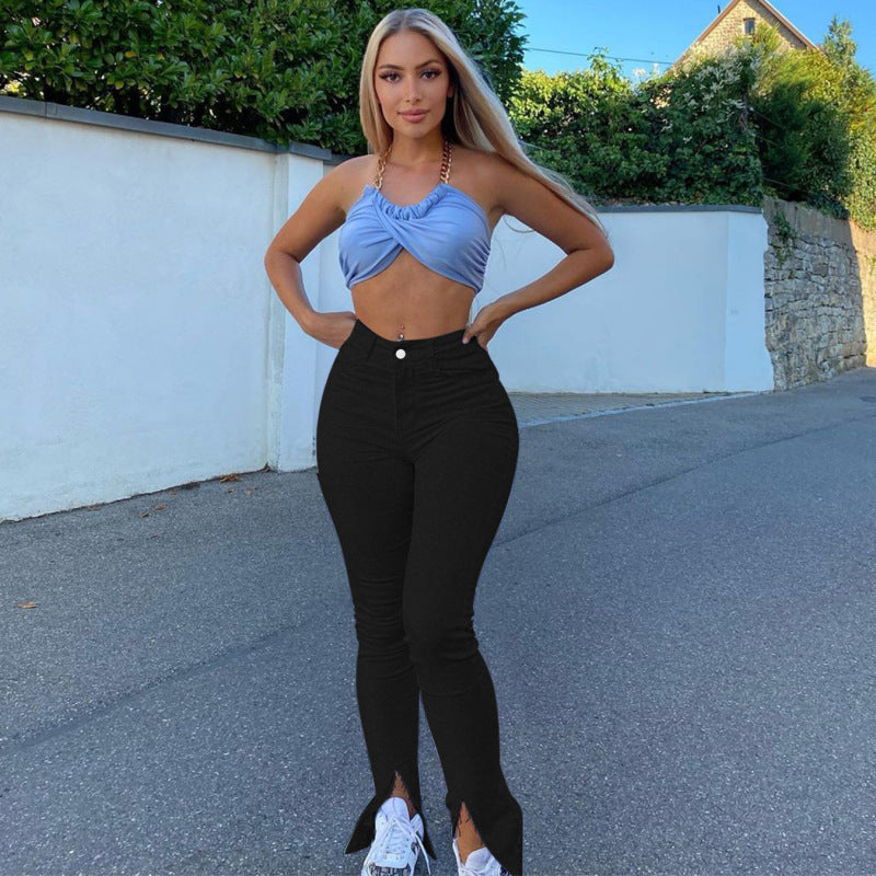 Levoire | taille haute créative fente latérale cheville NOIR