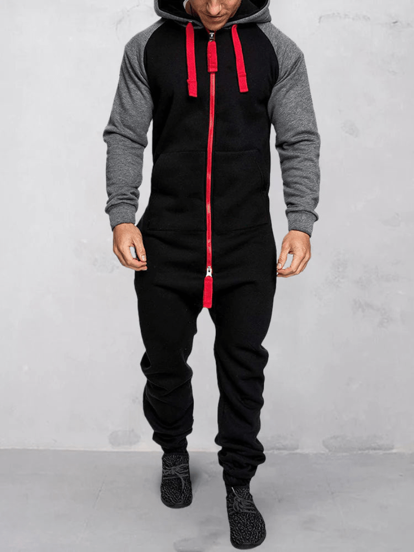 Levoire | Combinaison Sport Capuche Homme Noir-Rouge