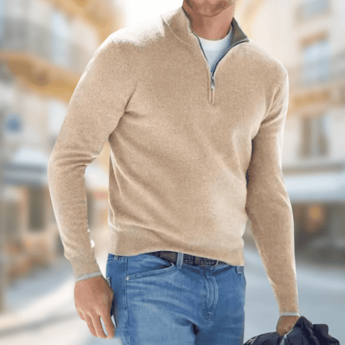 Levoire | Pull homme avec zip Confortable Chaud Élégant Décontracté Automne Braun
