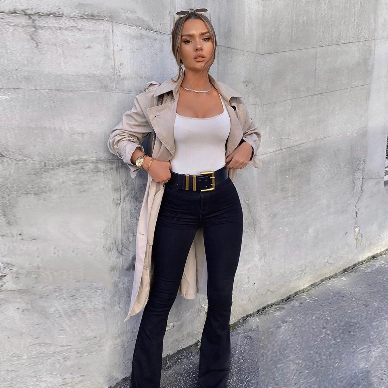 Levoire | haut taille ajusté bas style pantalon NOIR