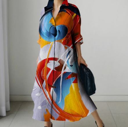 Levoire | Robe Chemise Élégante Pour Femmes Avec Style Orange