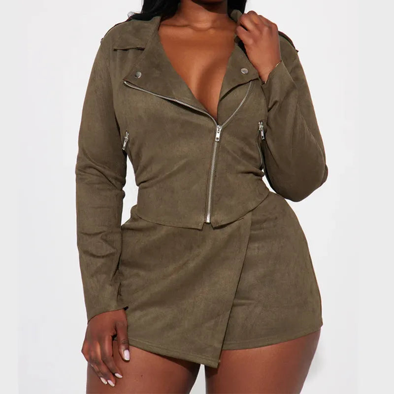 Levoire | manteau à manches longues et jupe courte Vert