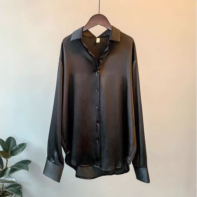 Levoire | Chemisier satiné pour femmes Noir