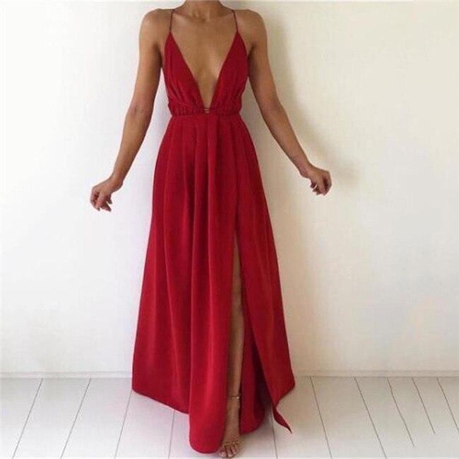 Levoire | Robe longue avec décolleté plongeant Rouge
