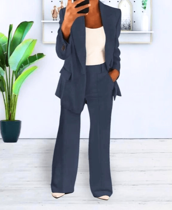 Levoire | Blazer Femme Confortable & Chic Ensemble de Blazer Tenue Décontractée & Formelle Bleu marine