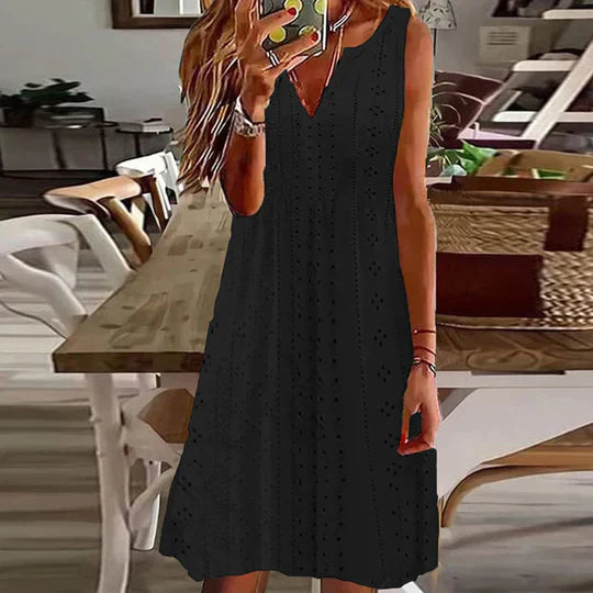 Levoire | Robe Élégante À Motif Floral À Décolleté En V Noir