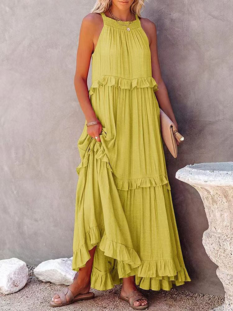 Levoire | Robe Longue Feminine Avec Une Silhouette Elegante Jaune