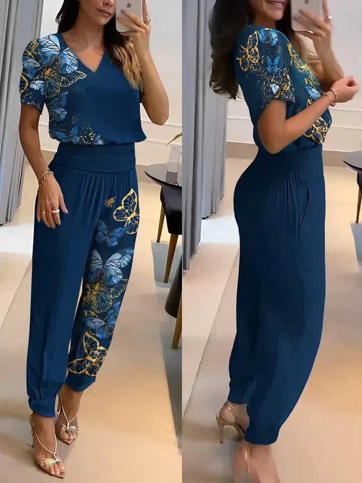 Levoire | Ensemble Décontracté Et Élégant Pour Femmes Bleu avec motif 1