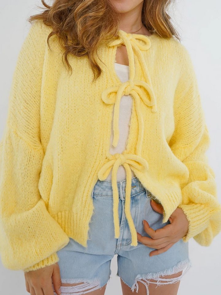 Levoire | Pull En Maille Stylé Ouvert Avec Design À Nouer Et Manches Longues Gul