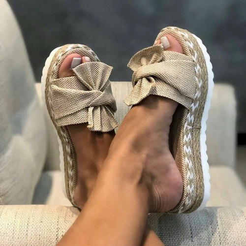 Levoire | Sandales À Talons Tissées Avec Détail De Nœud Été Peeptoe-Plateforme