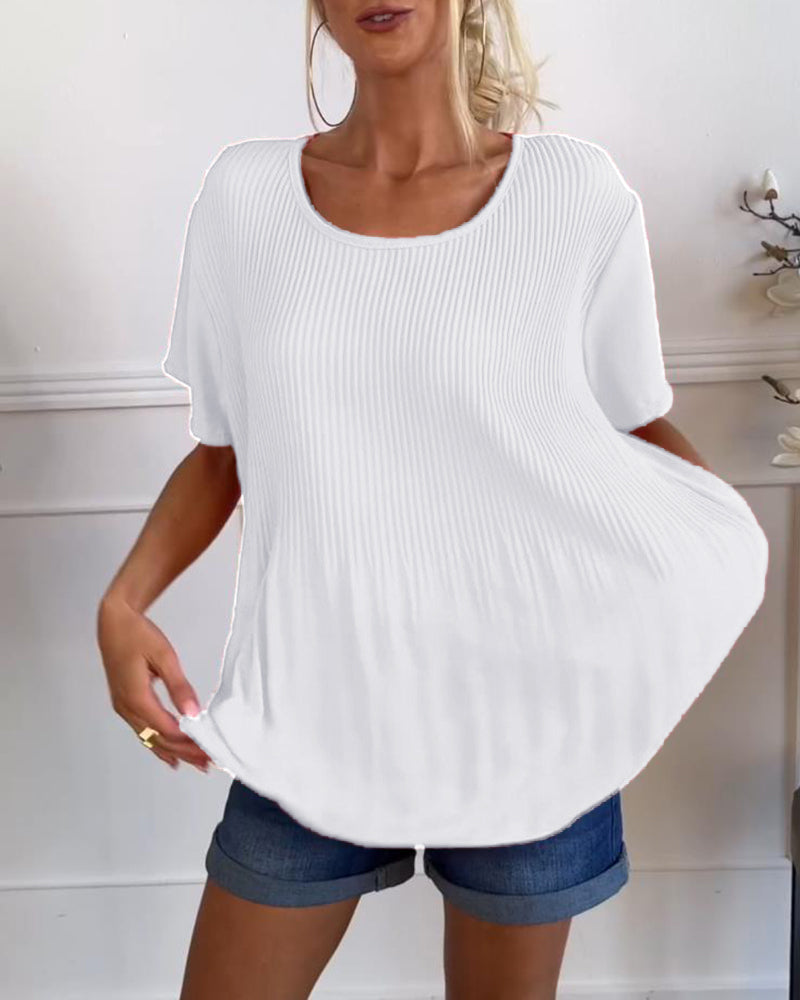 Levoire | Blouse Plissée Unicolore Avec Col Rond Blanc
