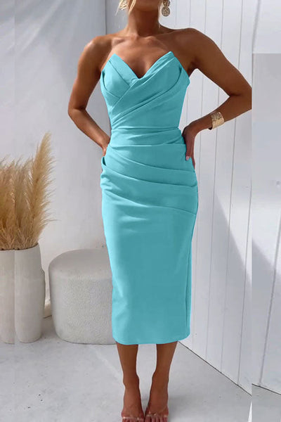 Levoire | Sans Épaules Midi Robe De Soirée Bleu turquoise