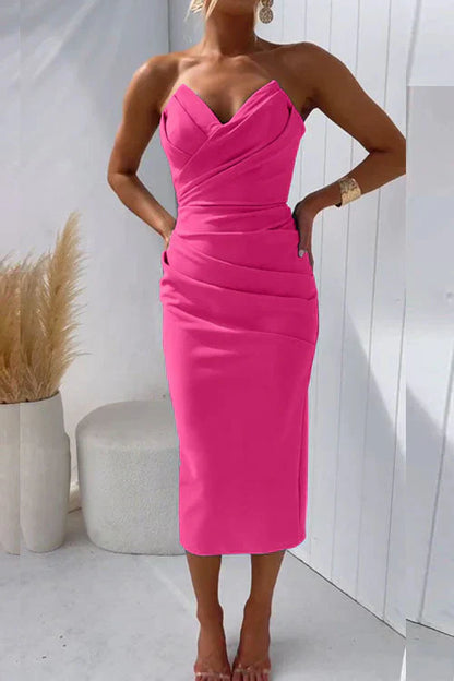 Levoire | Robe Élégante En Satin Et Confortable Rose chaud