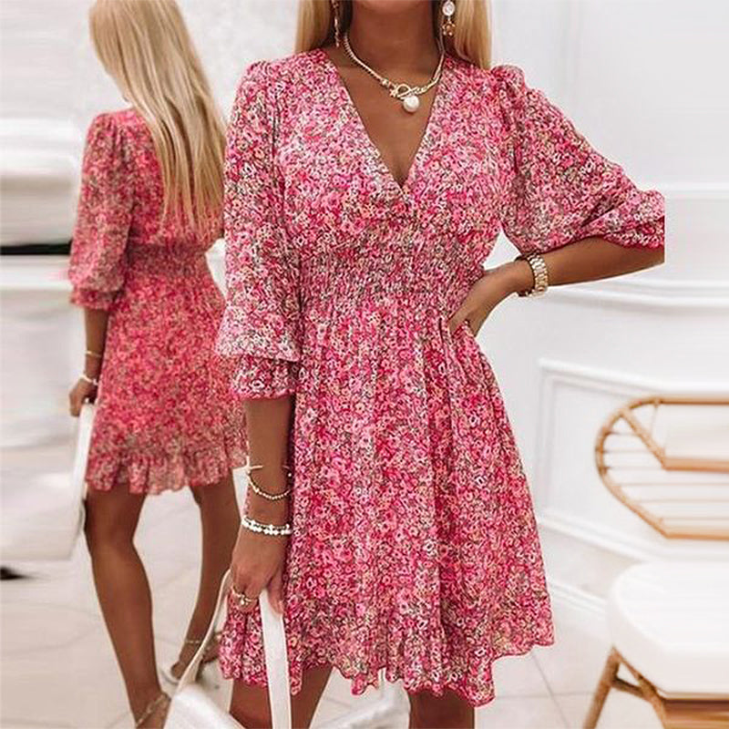 Levoire | Robe Charmante à Imprimé Fleuri Rouge
