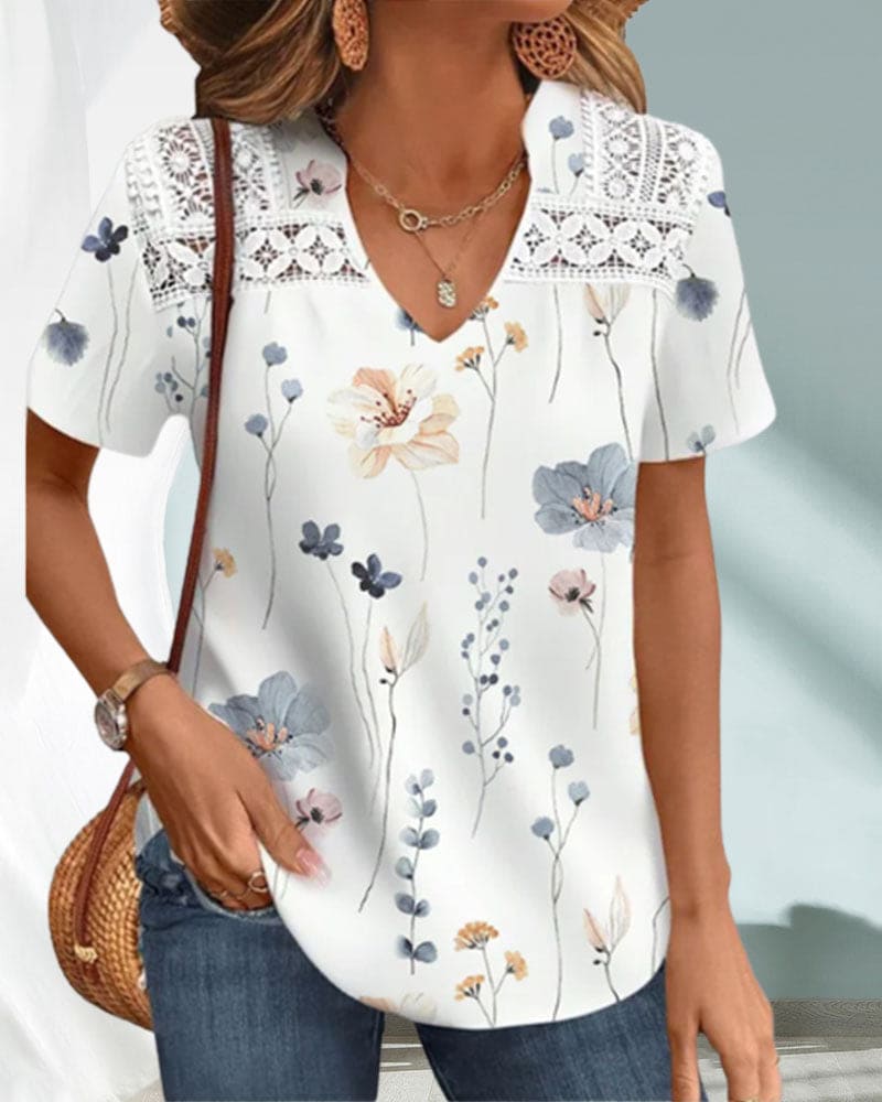Levoire | Chemise À Col En V Et Motif Floral
