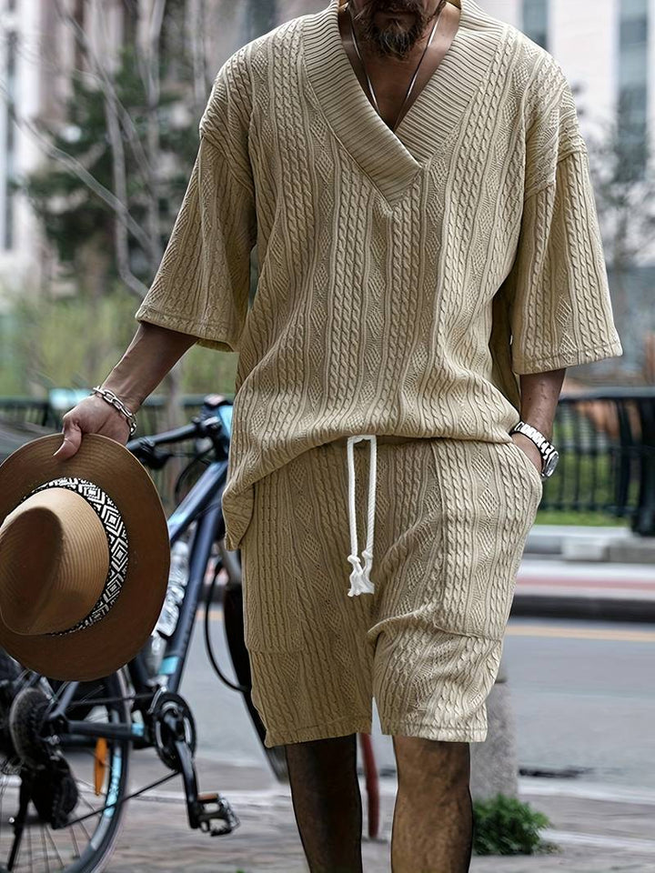 Levoire | Chemise Et Ensemble De Shorts Pour Hommes Khaki