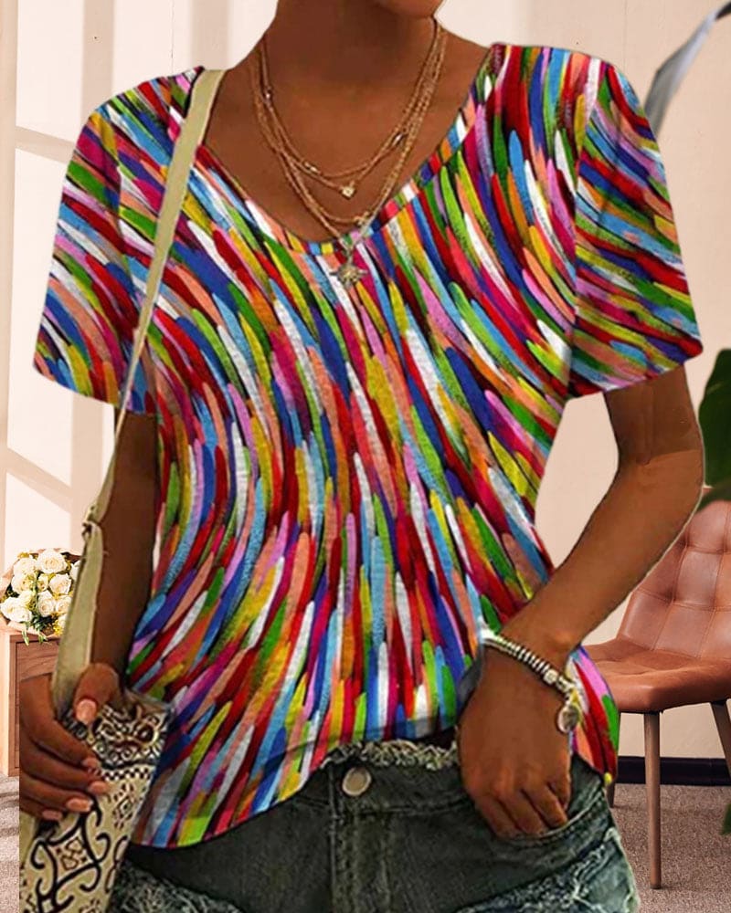 Levoire | T-Shirt À Col Rond Et Impression Colorée