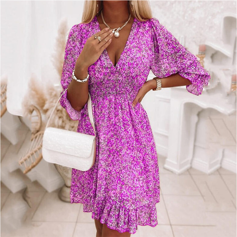Levoire | Robe Charmante à Imprimé Fleuri Lilas