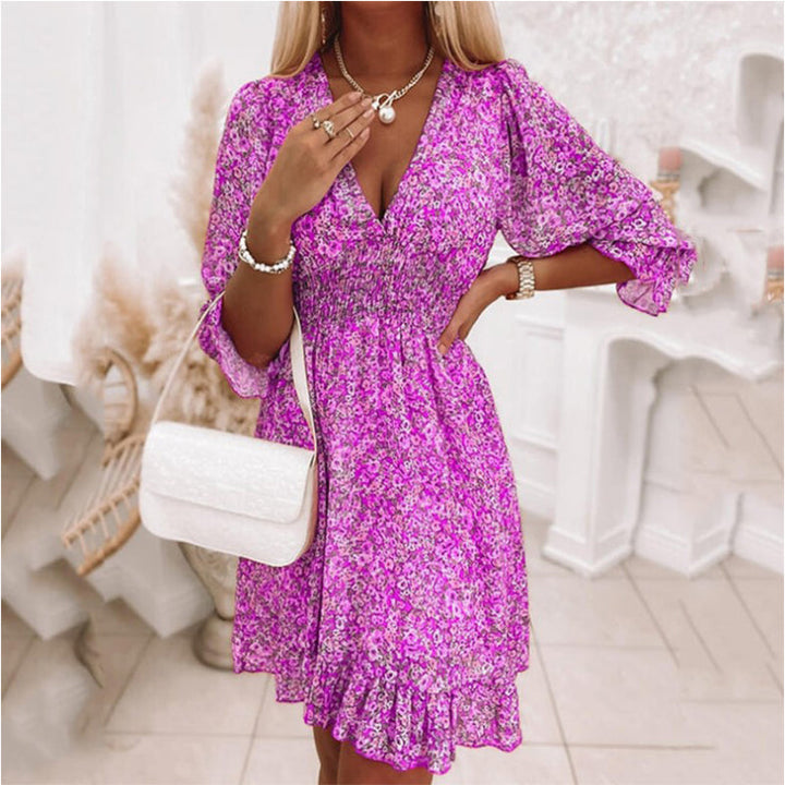Levoire | Robe Charmante à Imprimé Fleuri Lilas