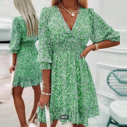 Levoire | Robe Charmante à Imprimé Fleuri Verte