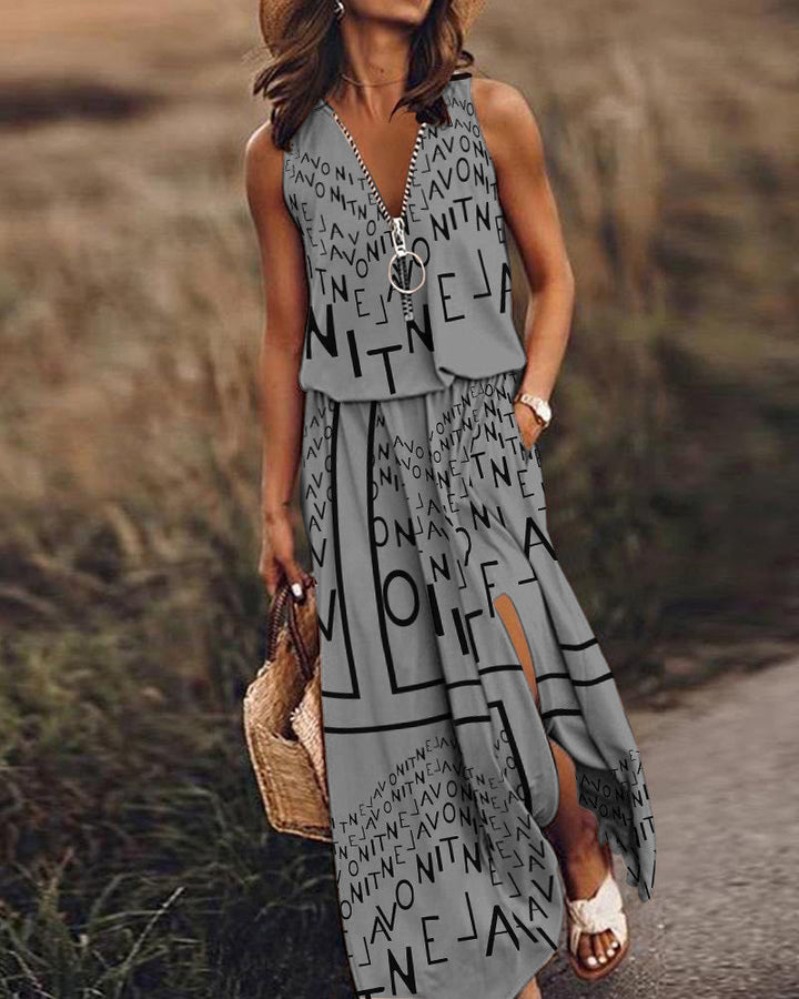 Levoire | Robe sans manches avec un design de lettres Gris